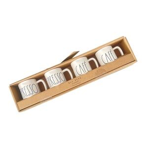 🆕 Rae Dunn “SIP, GULP, DRINK, SLURP” Set of 4 Espresso mini Mugs 4 ounces